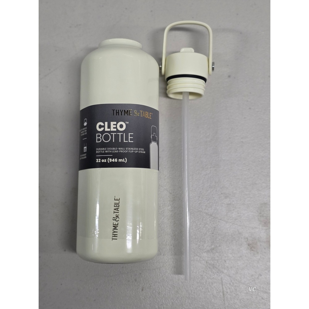 Thyme & Table Cleo Bottle 32 oz Cream Stainless Steel Insulated Water Bottle